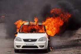 setting car on fire